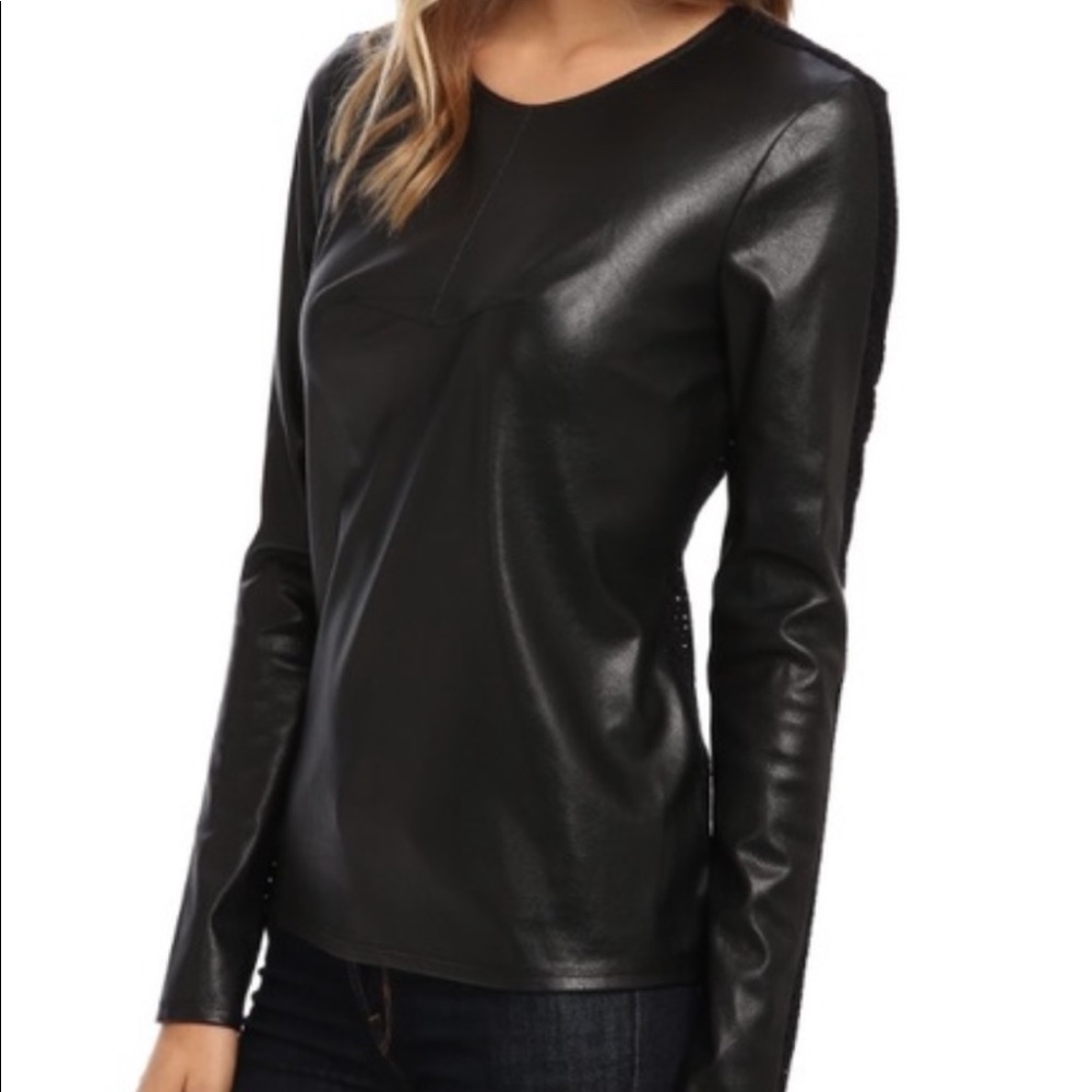 BCBG Black Callan Leather Mesh large